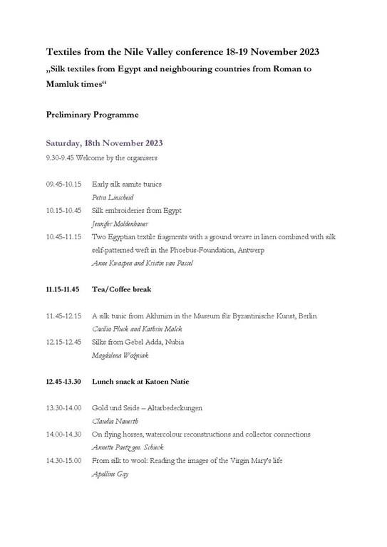 Aktuelles - Textiles from the Nile Valley, Conference