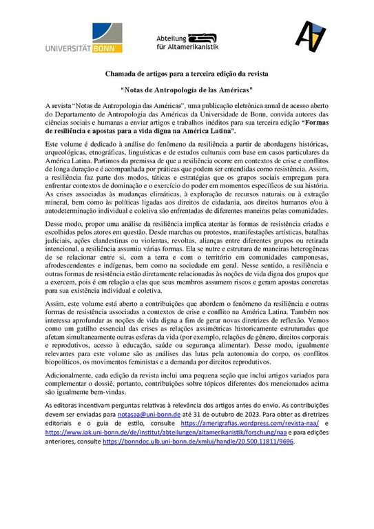 Call for papers - Português