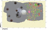 Uxul Mass Grave. Spatial distribution of bone elements in the artificial cave, Graphic. 