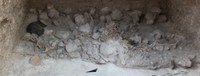 Overview of body parts during the excavations of the Mass Grave o Uxul 