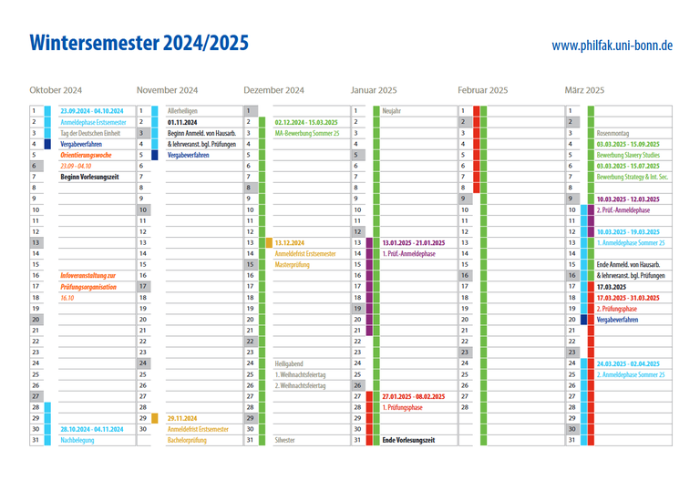 Kalender Studienjahr 24/25