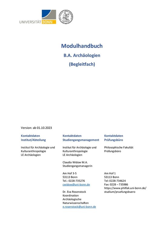 Modulhandbuch & Studienverlaufsplan (Begleitfach)