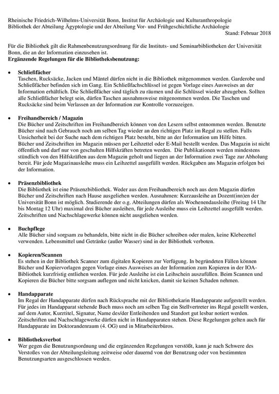 Hauseigene Bibliotheksregelungen